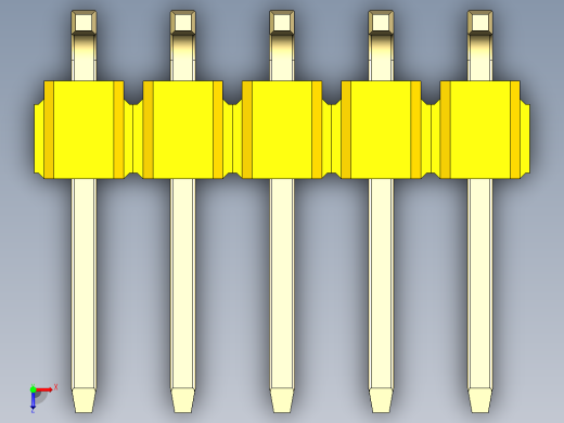 彩色公排针 100mil 2.54mm 系列-DS1022_yellow_10p_100mil_TypeSMT_rev1.0俯视缩略图