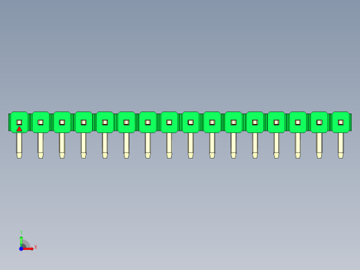 彩色公排针 100mil 2.54mm 系列-DS1022_green_1x16p_100mil_TypeD_rev1.0前视缩略图
