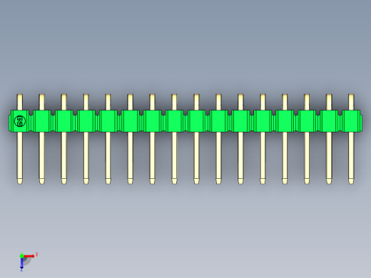 彩色公排针 100mil 2.54mm 系列-DS1022_green_1x16p_100mil_TypeD_rev1.0俯视缩略图