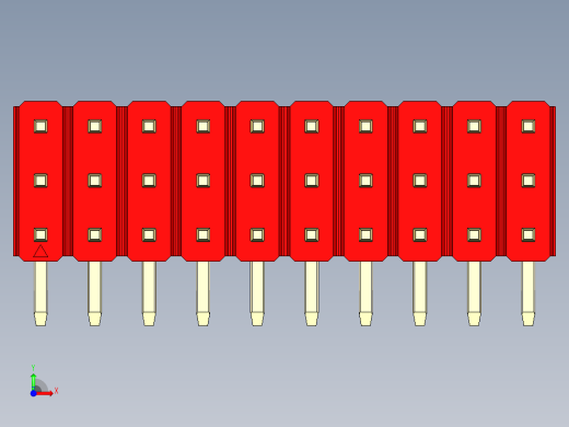 彩色公排针 100mil 2.54mm 系列-DS1022_red_3x10p_100mil_TypeD_rev1.0前视缩略图