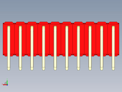 彩色公排针 100mil 2.54mm 系列-DS1022_red_3x10p_100mil_TypeD_rev1.0后视缩略图