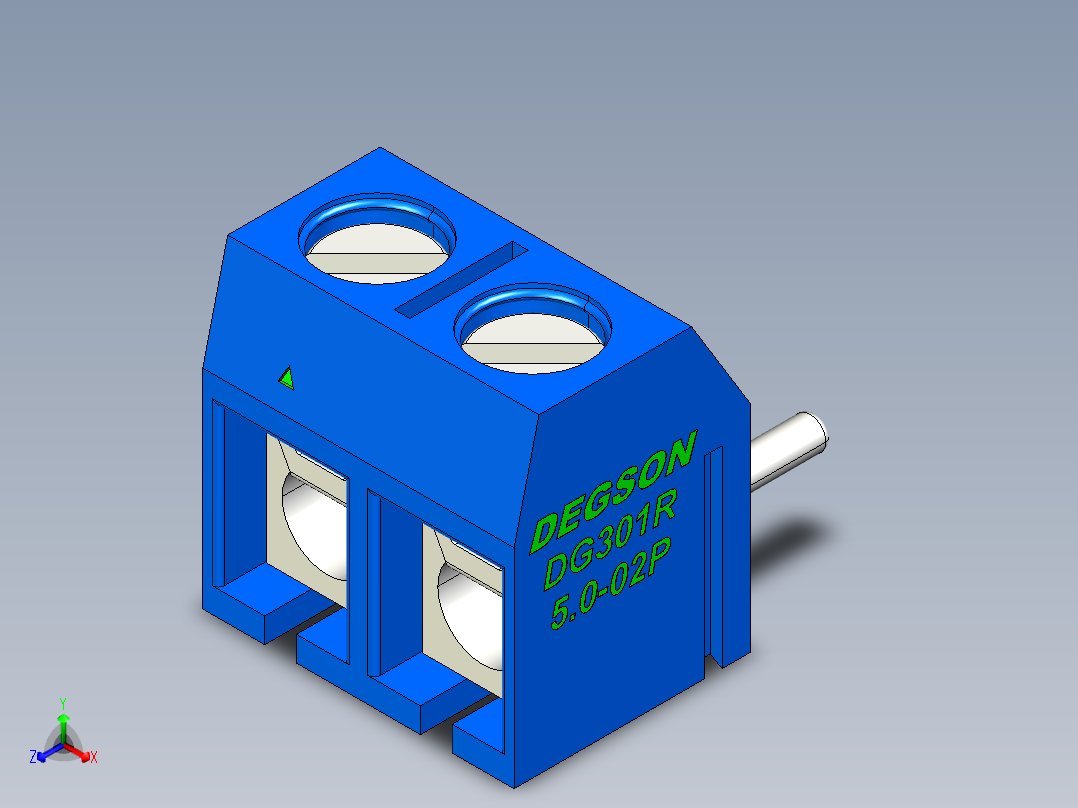 DEGSON DG301 系列 5.0mm 接线端子-DG301R-5.0-02P-12-00AH正等轴测图