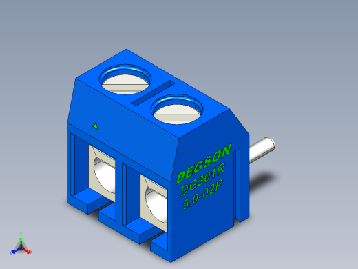 DEGSON DG301 系列 5.0mm 接线端子-DG301R-5.0-02P-12-00AH正等轴测缩略图