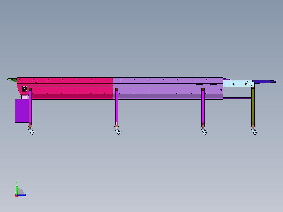 快递分拣卸货伸缩机流水线左视图