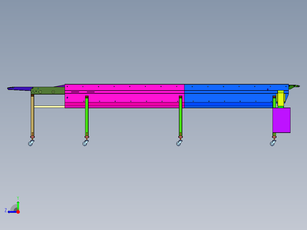 快递分拣卸货伸缩机流水线右视图