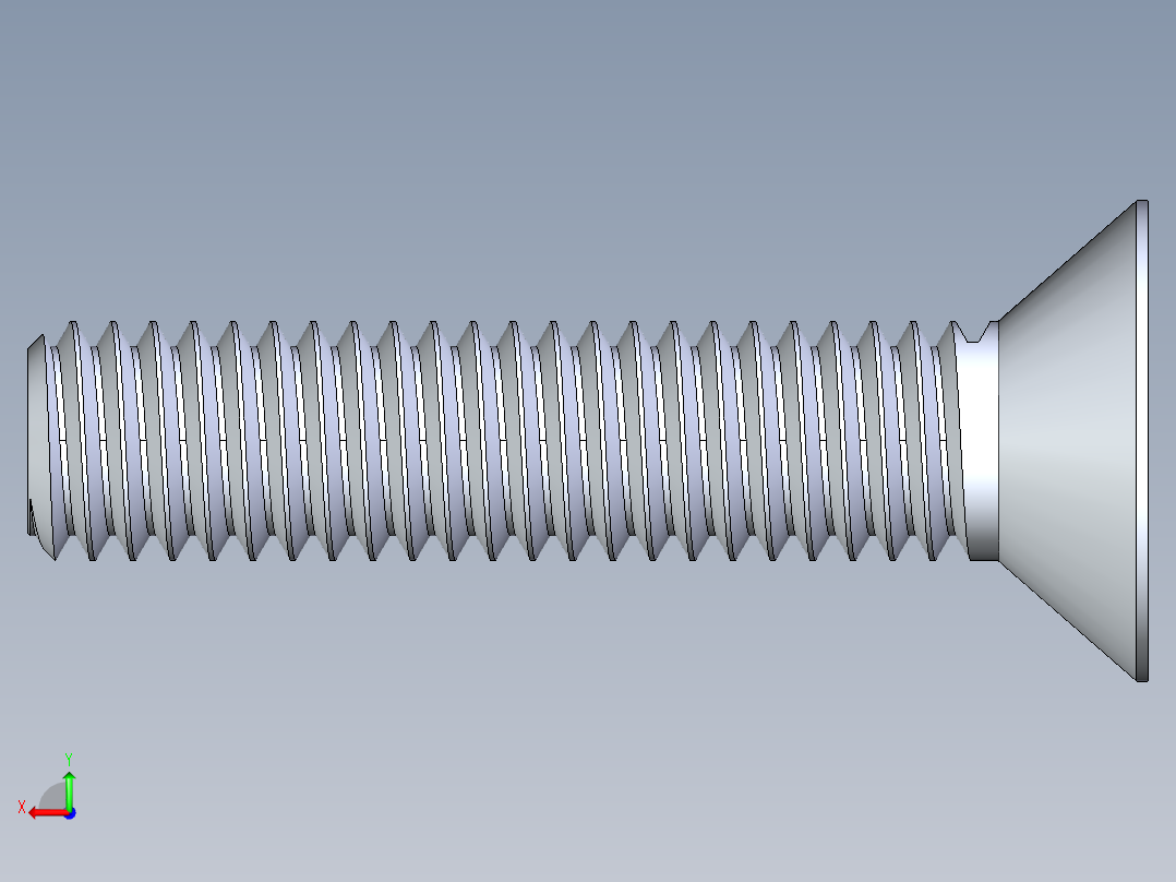 锥形内六角头螺钉-FHCS 0.375x 1.750后视图
