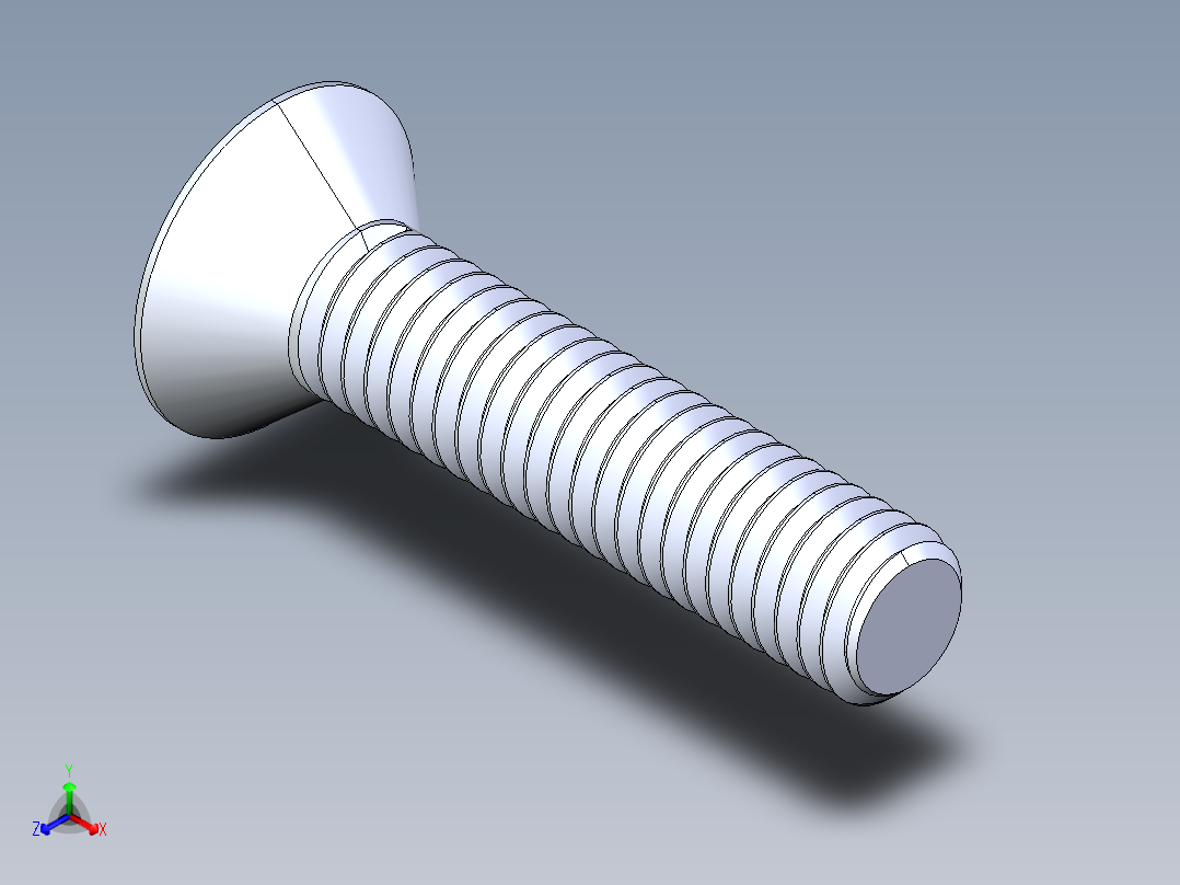 锥形内六角头螺钉-FHCS 0.375x 1.750正等轴测图