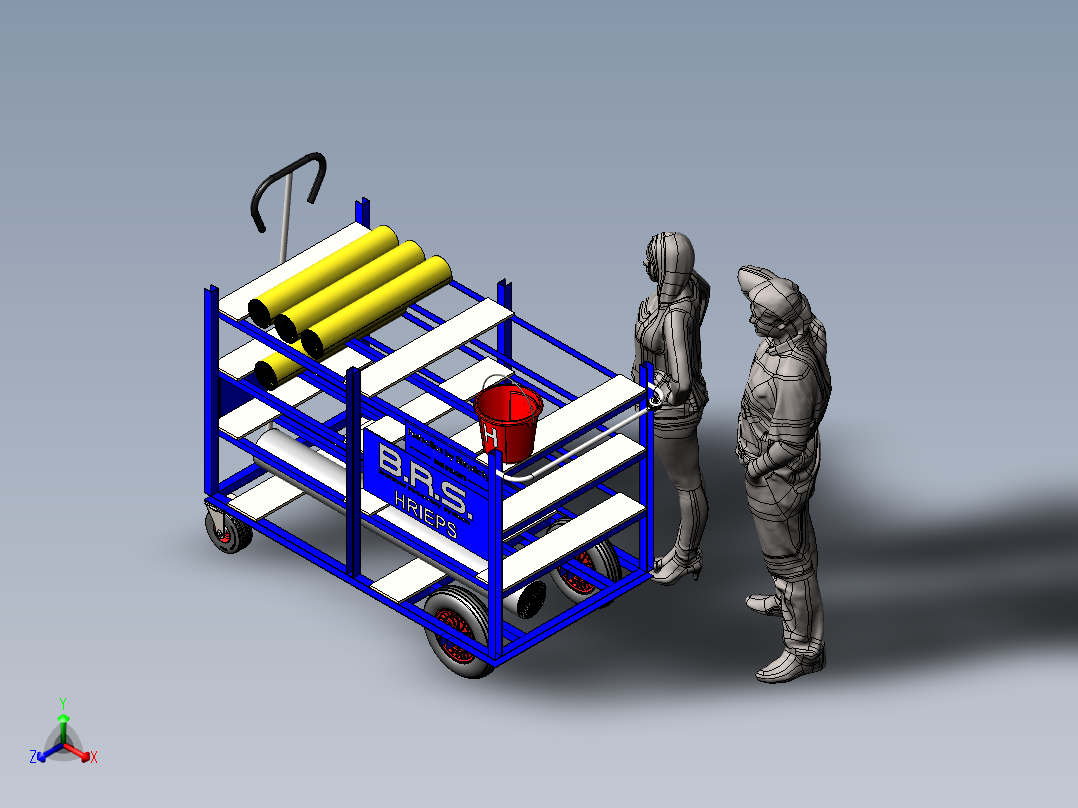 运输小拖车正等轴测图