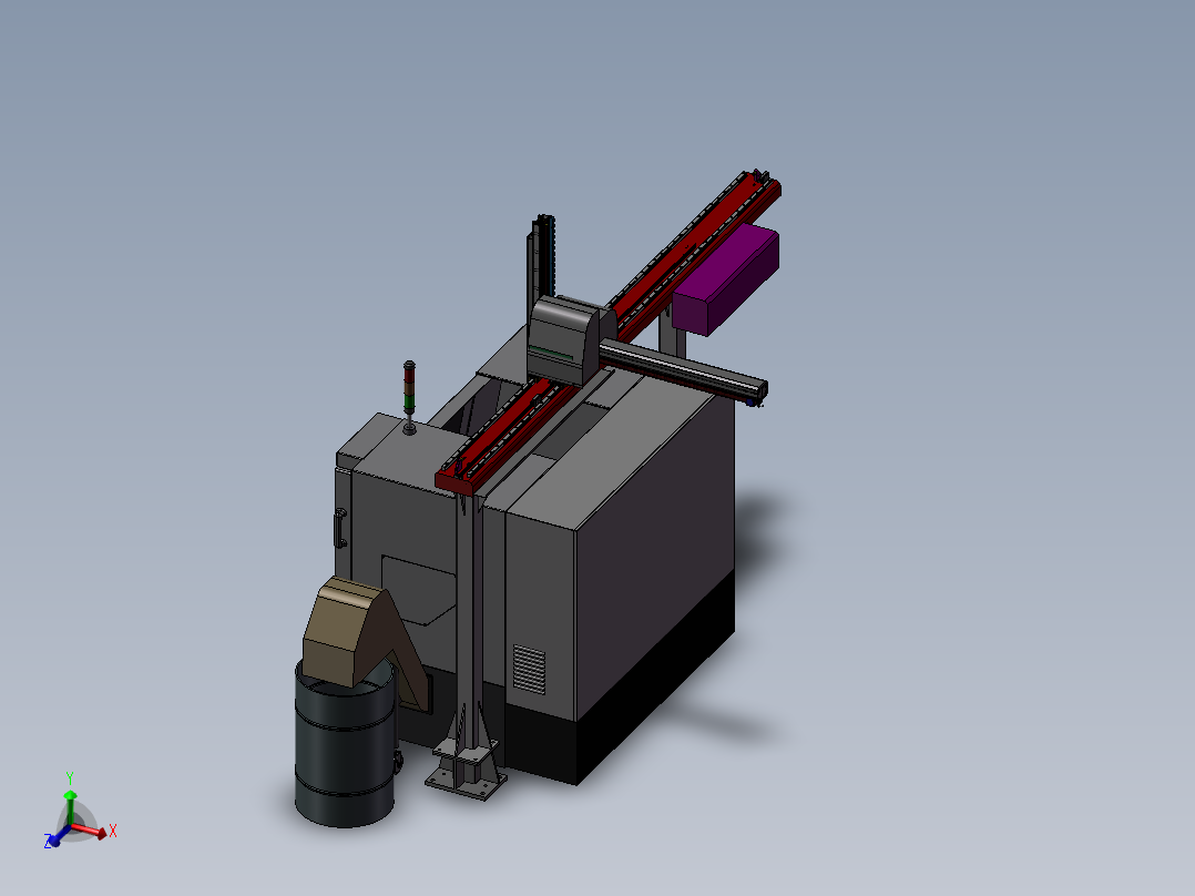 单台车床XYZ机械手数控车床 3D模型