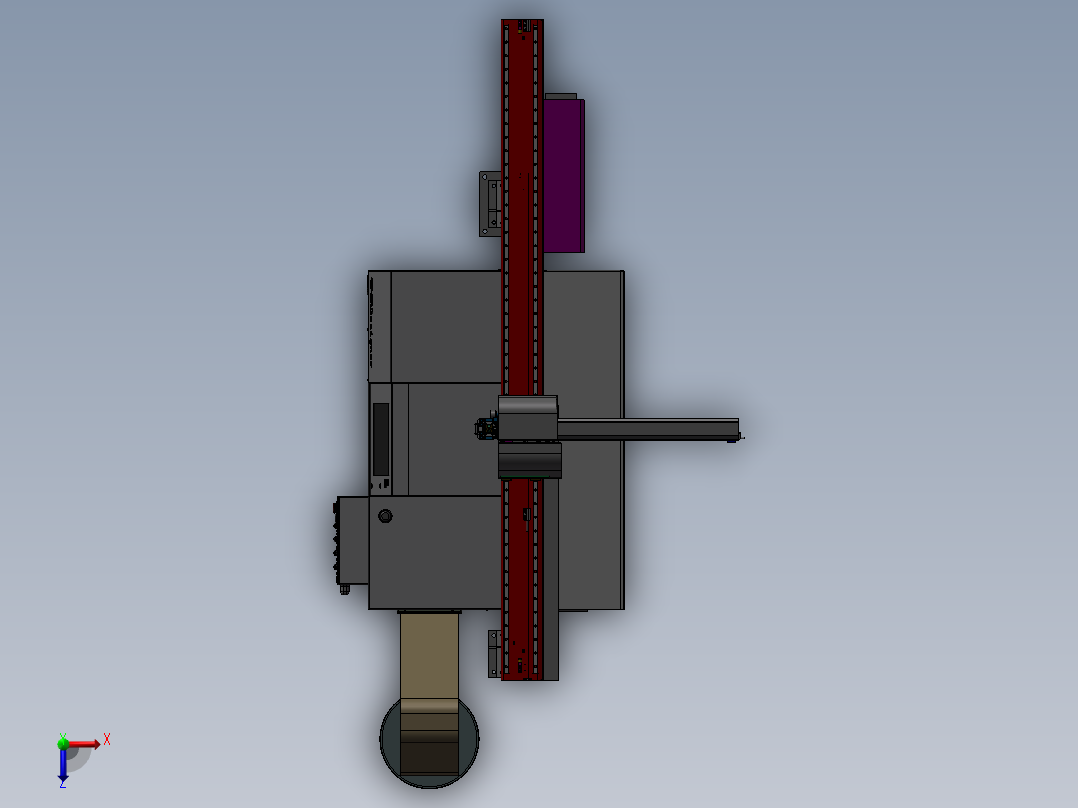 单台车床XYZ机械手数控车床 3D模型俯视图