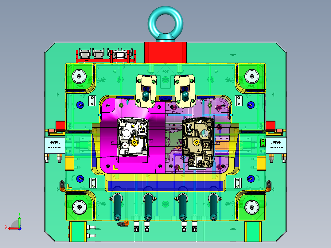 经典的汽车车灯底壳模具后视图