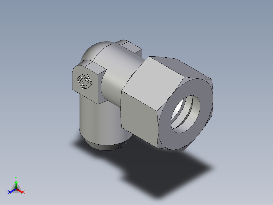 卡套式工业通用硬管接头EO_Weld_elbown_WAS16ZS正等轴测图