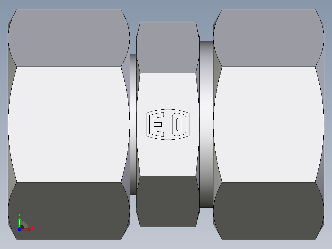 卡套式工业通用硬管接头EO_Distance_piece_adapter_DA22LCF前视图