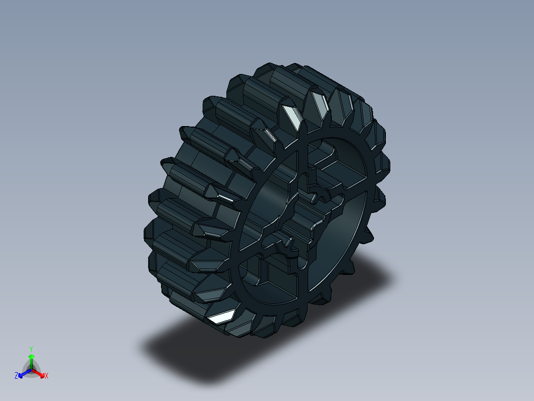 32269 Black Technic Gear 20 Tooth Double Bevel.STEP主视图