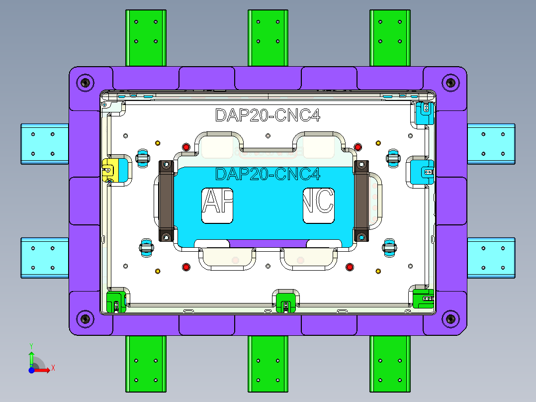 大尺寸电脑中框铣落余料CNC编程程序模型前视图