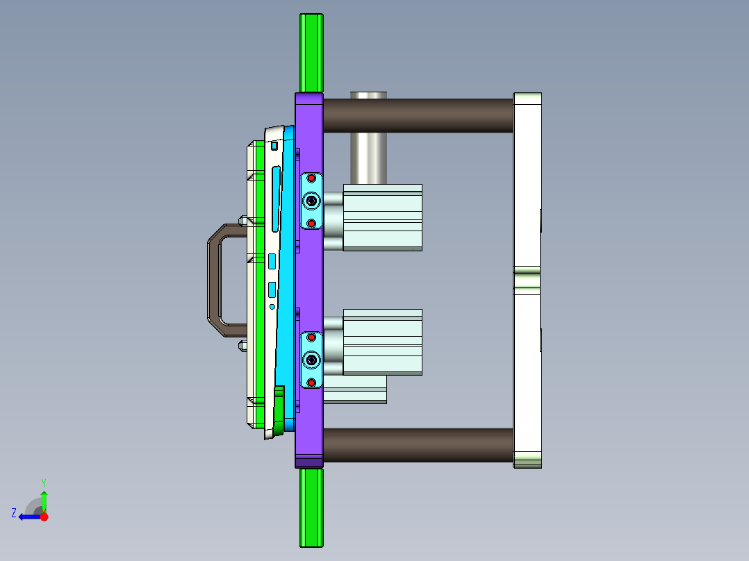 大尺寸电脑中框铣落余料CNC编程程序模型右视图