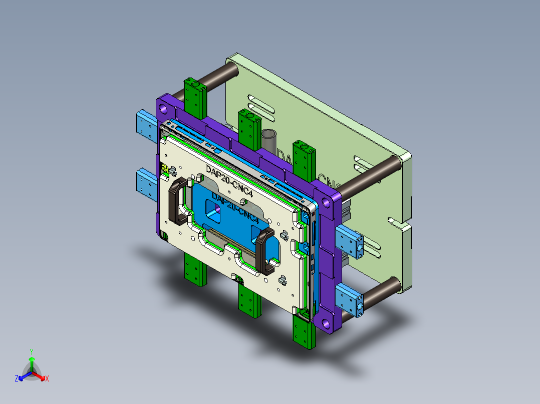 大尺寸电脑中框铣落余料CNC编程程序模型正等轴测图