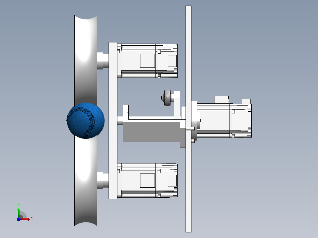 凸轮连杆伺服角度调整发球装置前视图