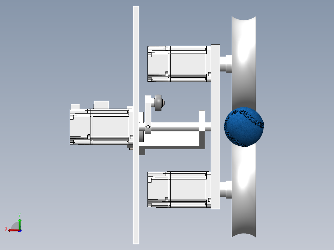 凸轮连杆伺服角度调整发球装置后视图