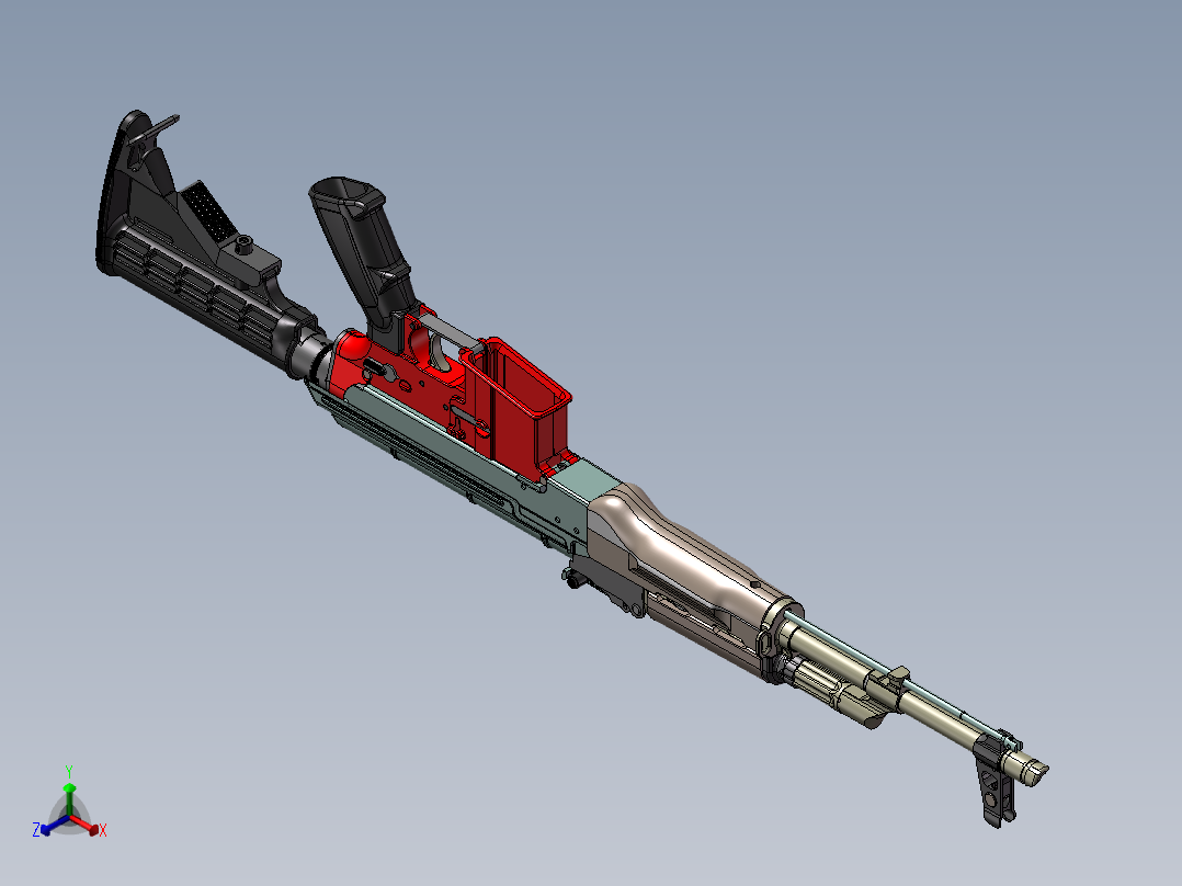 手枪左轮冲锋枪老式狙击步枪设计3D图纸ar-47-3 2 STP SW UG X_T正等轴测图