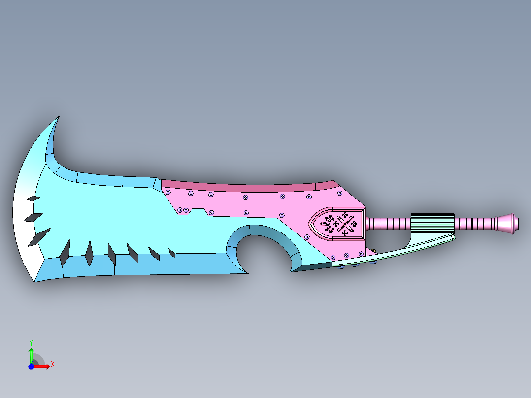斩铁剑模型前视图