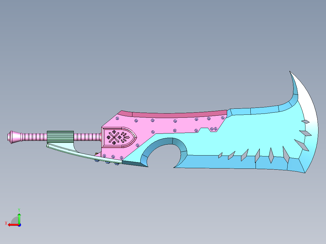 斩铁剑模型后视图