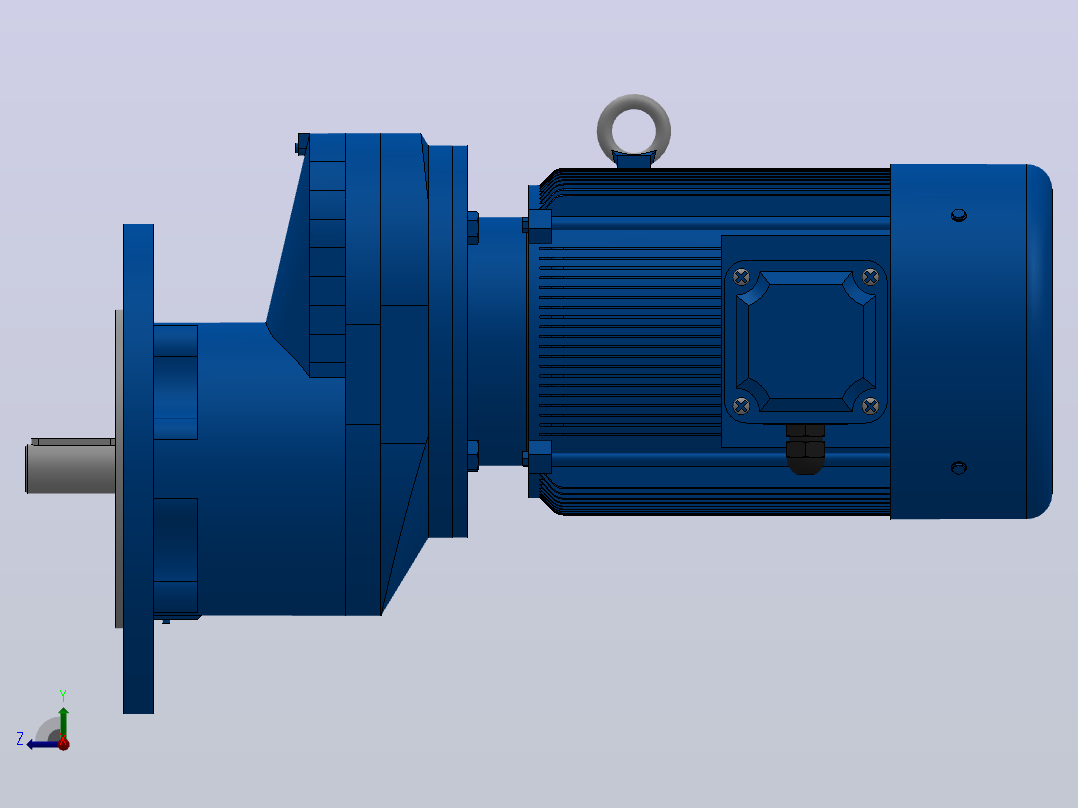 RXF57法兰轴伸式安装斜齿轮减速机RX57-Y0.37-4P-71-M1-0°-Φ200右视图