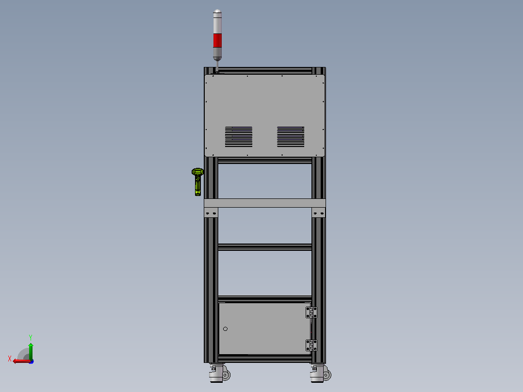 条码扫描工作台3D模型后视图