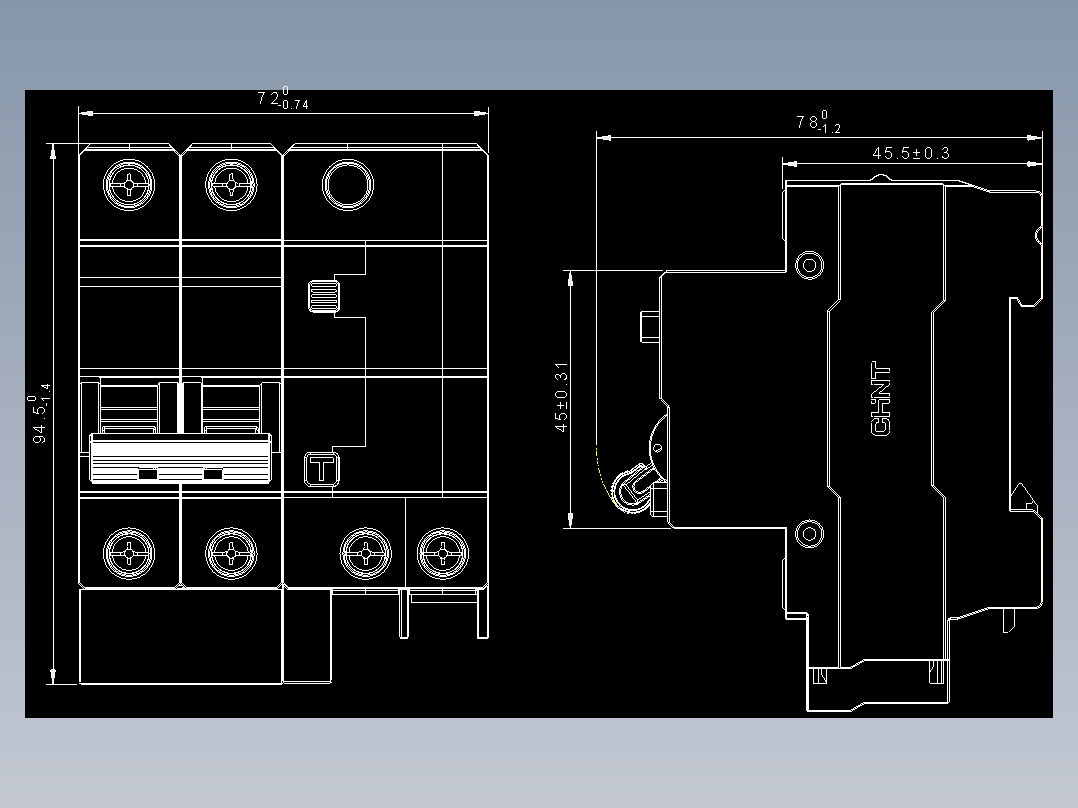 NB3LE-63 2P剩余电流动作断路器外形安装尺寸图202202