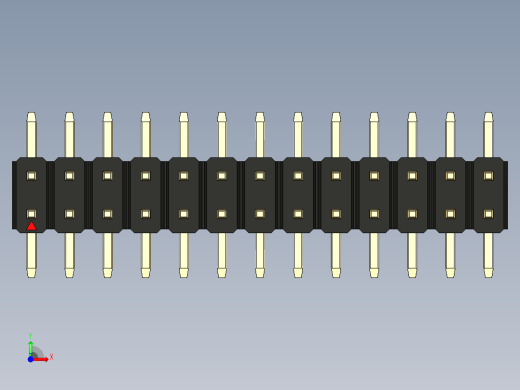 彩色公排针 100mil 2.54mm 系列-DS1022_black_26p_100mil_TypeSMT_rev1.0前视缩略图