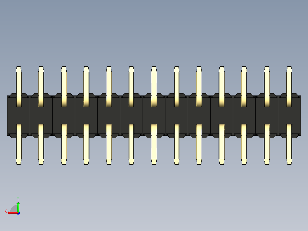 彩色公排针 100mil 2.54mm 系列-DS1022_black_26p_100mil_TypeSMT_rev1.0后视图