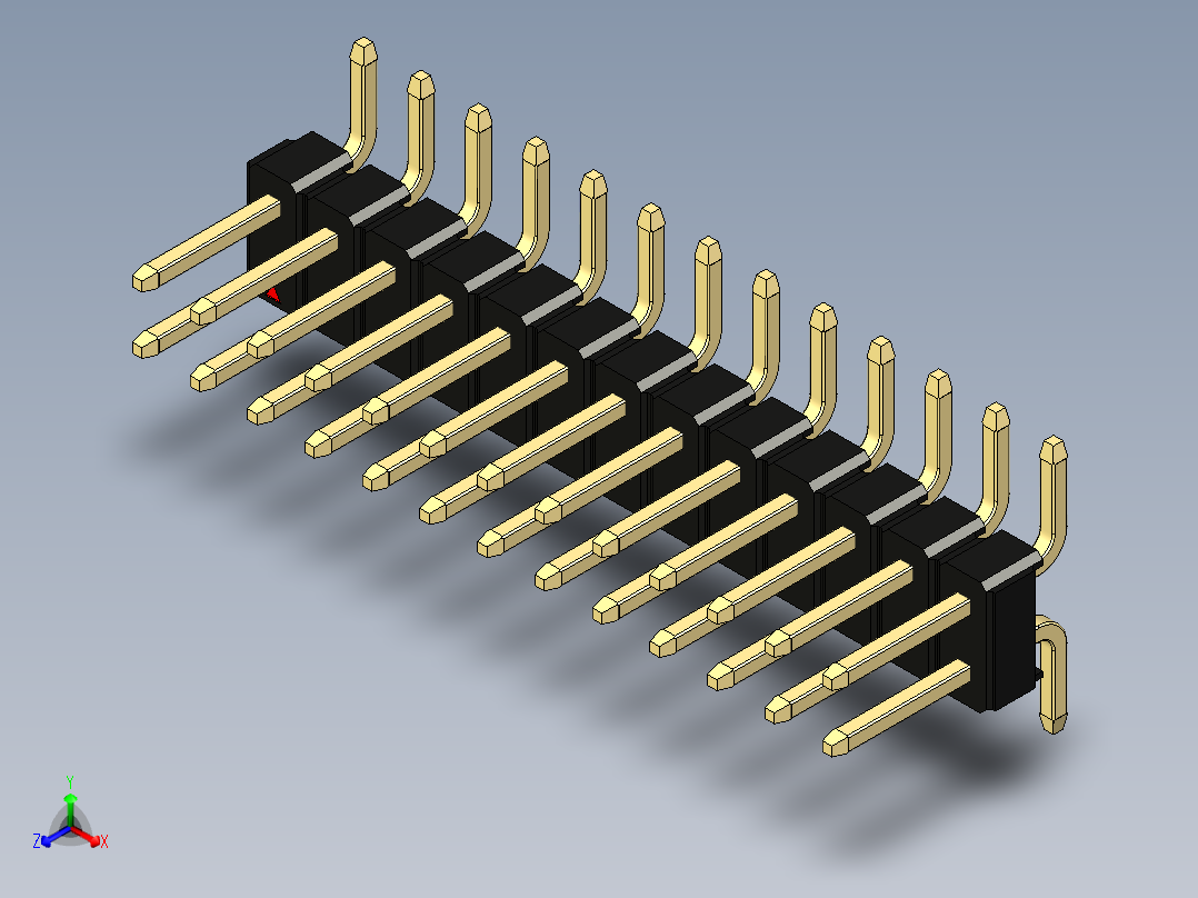彩色公排针 100mil 2.54mm 系列-DS1022_black_26p_100mil_TypeSMT_rev1.0正等轴测图