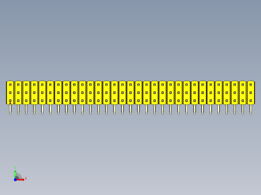 彩色公排针 100mil 2.54mm 系列-DS1022_yellow_3x31p_100mil_TypeD_rev1.0前视缩略图