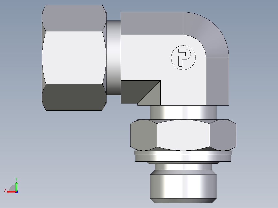 卡套式工业通用硬管接头EO_Adjustable_Locknut_elbow_WEE12LMCF后视图