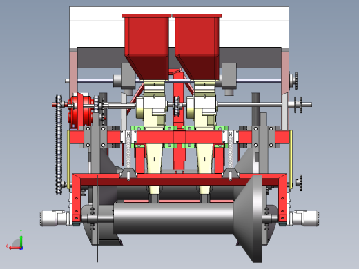2行花生起垄施肥播种机设计资料二维CAD+三维SW后视缩略图