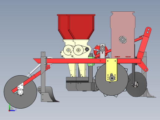 2行花生起垄施肥播种机设计资料二维CAD+三维SW左视缩略图