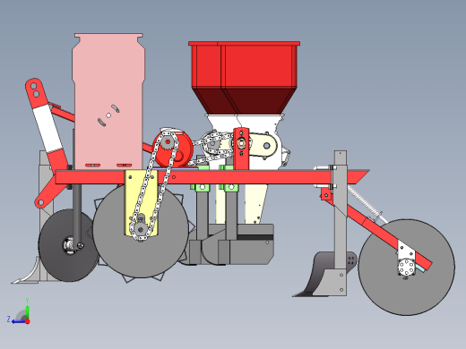 2行花生起垄施肥播种机设计资料二维CAD+三维SW右视缩略图