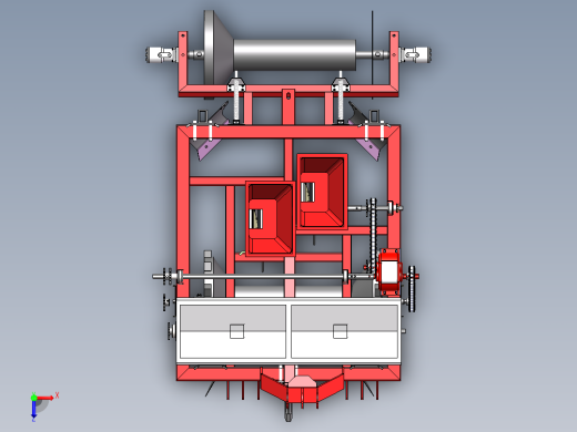 2行花生起垄施肥播种机设计资料二维CAD+三维SW俯视缩略图