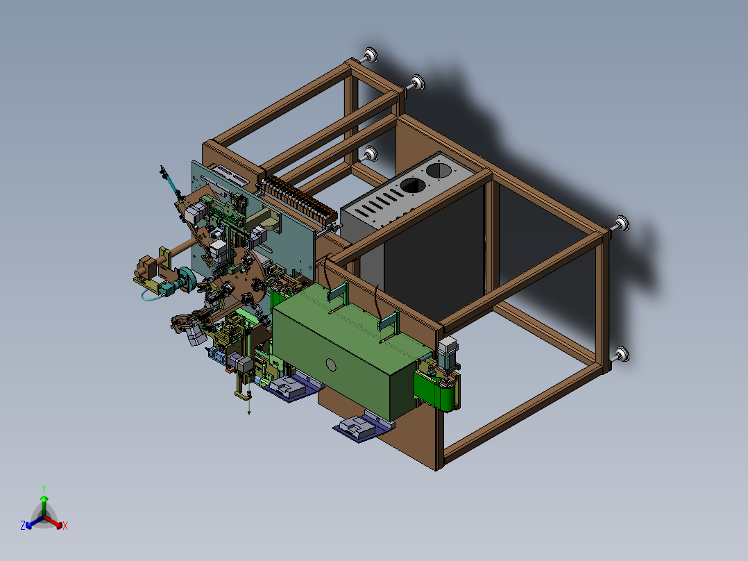 全自动六工位电子元件检测设备sw14可编辑正等轴测图