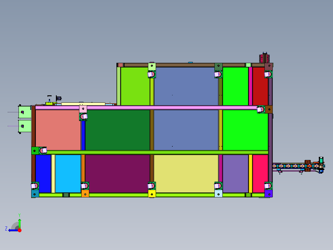 锂电池电芯的分档生产线右视图
