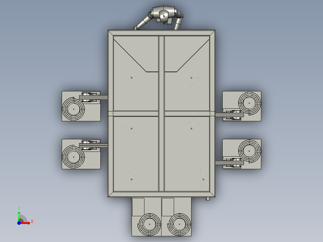 环形机器人组装线前视图