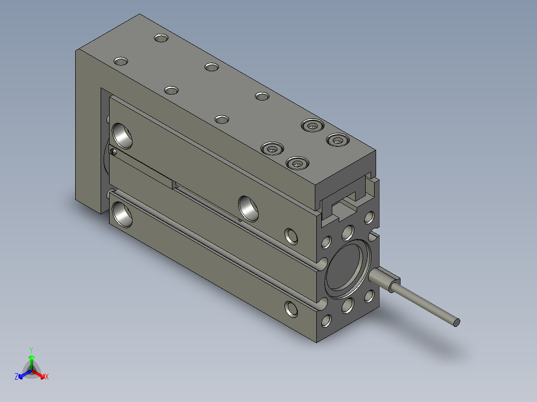 滑台气缸HLH16X40S(0)+(CMSH-2)正等轴测图