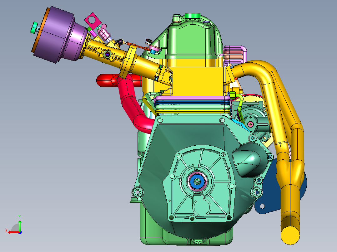 12升排量四缸发动机后视图