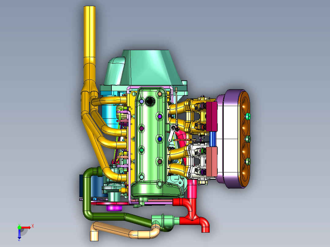 12升排量四缸发动机俯视图