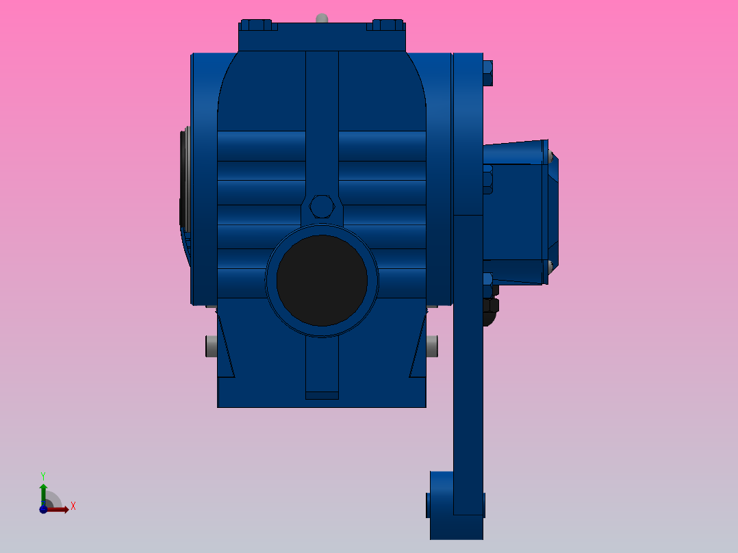 SAT67带防转臂空心轴安装斜齿-蜗轮蜗杆减速机SAT67-YV0.75-4P-170.4-M1-0°-A前视图