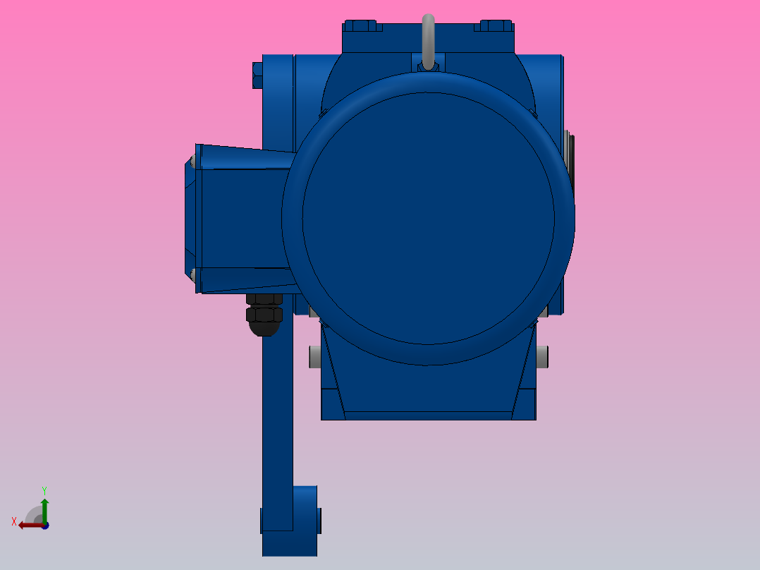 SAT67带防转臂空心轴安装斜齿-蜗轮蜗杆减速机SAT67-YV0.75-4P-170.4-M1-0°-A后视图