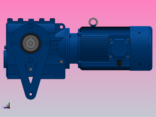 SAT67带防转臂空心轴安装斜齿-蜗轮蜗杆减速机SAT67-YV0.75-4P-170.4-M1-0°-A右视缩略图