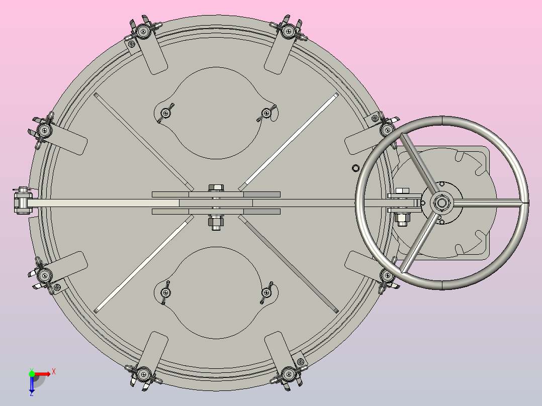 船用 转动式油舱盖俯视图