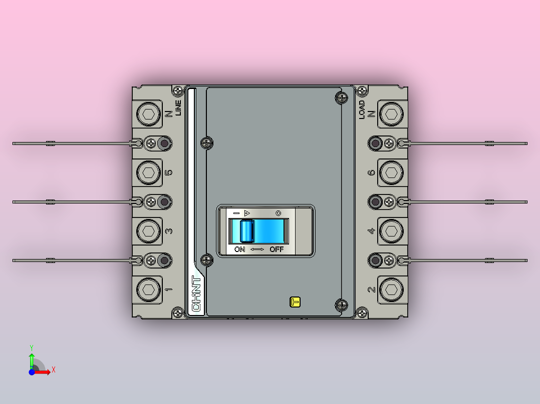 NXM-250H 4P塑料外壳式断路器三维模型202209前视图