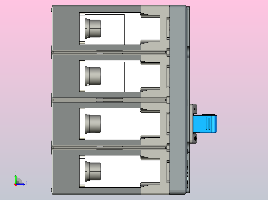 NXM-250H 4P塑料外壳式断路器三维模型202209左视图